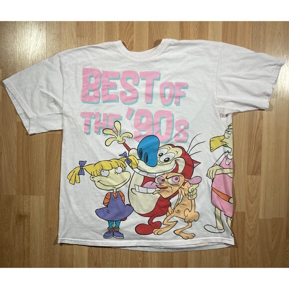 Nickelodeon ‘Best Of The 90s' Wrap Around Print Graphic Tee Shirt (Men’s Sz 1X) - Picture 1 of 3